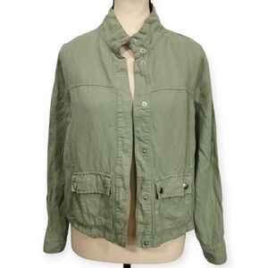 Christian Siriano Linen Blend Sage Green Lightweight Utility Jacket - Sz S